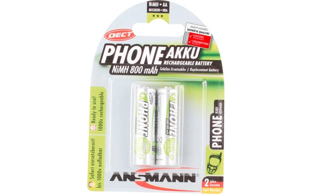 Ansmann Phone Mignon AA 800 MAh NiMH Akkubatterie Wiederaufladbar (2er Pack) 4 Ansmann Phone Mignon AA 800 MAh NiMH Akkubatterie Wiederaufladbar (2er Pack) – Bild 2