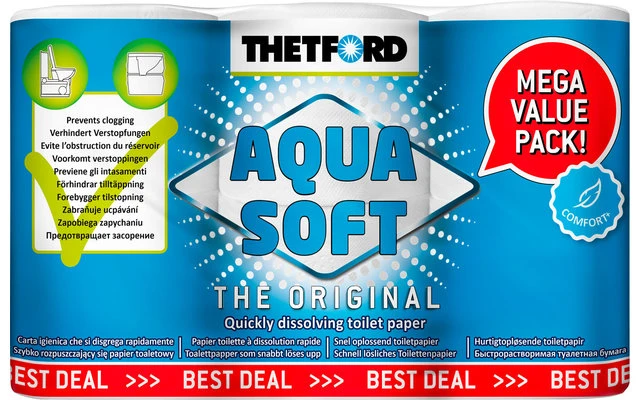 Thetford Aqua Soft Comfort+ Toilettenpapier Vorteilspackung (6 Statt 4 Rollen) 3 Thetford Aqua Soft Comfort+ Toilettenpapier Vorteilspackung (6 Statt 4 Rollen)