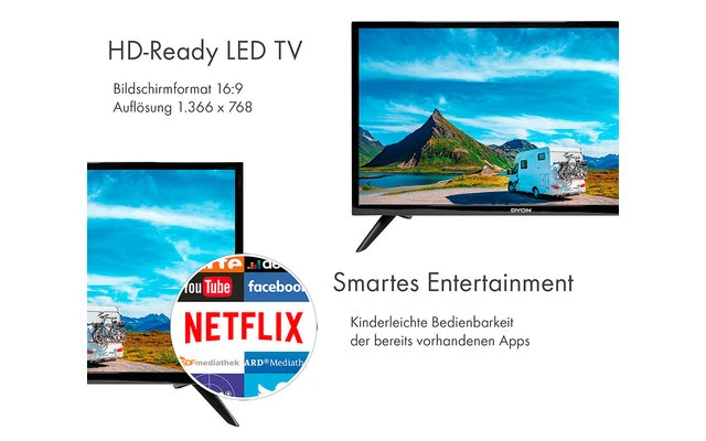 Schwaiger Camping Sat-Anlage Set Mit Smart TV 24'' 3 Schwaiger Camping Sat-Anlage Set Mit Smart TV 24''