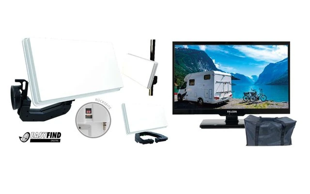 Easyfind Falcon Traveller Kit II TV Camping Komplettset Set 19 Zoll 3 Easyfind Falcon Traveller Kit II TV Camping Komplettset Set 19 Zoll