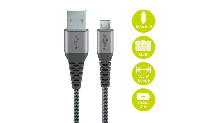 Goobay DAT Micro USB Auf USB-A Textilkabel 0,5 M 3 Goobay DAT Micro USB Auf USB-A Textilkabel 0,5 M