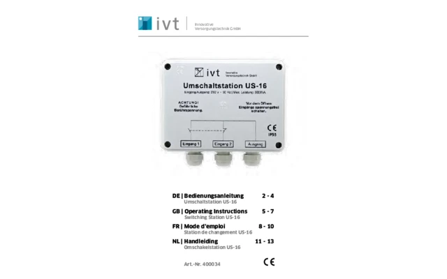 IVT US 16 Umschaltstation 230 V 16 A 3600 VA 3 IVT US 16 Umschaltstation 230 V 16 A 3600 VA