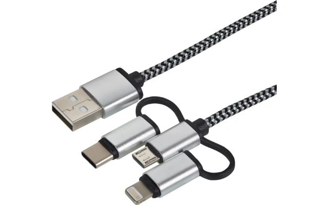 Cartrend 3-in-1 Daten- Und Ladekabel Schwarz/weiß 1 M 3 Cartrend 3-in-1 Daten- Und Ladekabel Schwarz/weiß 1 M