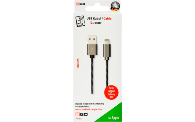 2Go Luxury Ladekabel Für Apple USB 8 Pin Grau 1 Meter 3 2Go Luxury Ladekabel Für Apple USB 8 Pin Grau 1 Meter