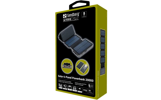 Sandberg 420-73 Solar 6 Panel Mit Powerbank Schwarz 20000 MAh 6 Sandberg 420-73 Solar 6 Panel Mit Powerbank Schwarz 20000 MAh – Bild 4