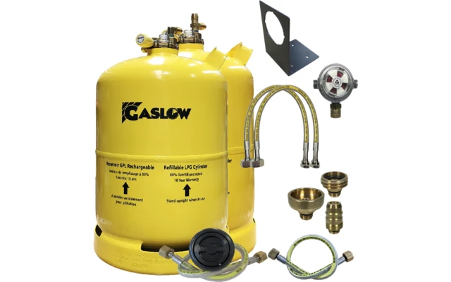Gaslow LPG Doppel-Zylinder-Kit Mit Einfüllstutzen Und Stutzenhalterung 2,7 Kg 5 Gaslow LPG Doppel-Zylinder-Kit Mit Einfüllstutzen Und Stutzenhalterung 2,7 Kg – Bild 3