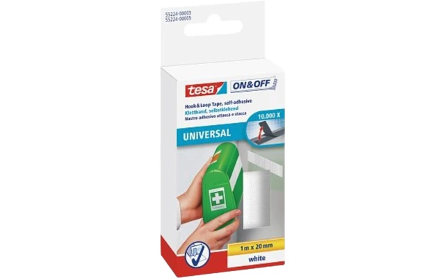 Tesa On & Off Klettband Zum Aufkleben 20 Mm X 1 M Weiß 4 Tesa On & Off Klettband Zum Aufkleben 20 Mm X 1 M Weiß – Bild 2